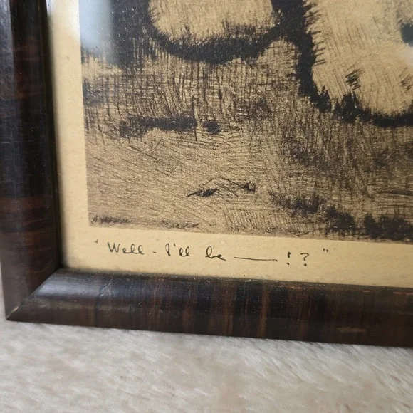 Vintage Dog Art Print in Frame, J Knowles Hare, Well I'll Be - Picture 4 of 8